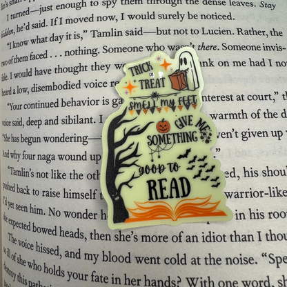 Trick or Treat | Give Me Something Good to Read | Glow in the Dark Sticker